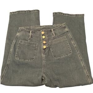 GUC Women's Y2K Blue Denim Capri Jeans Button Fly Pockets No Waist Size 6